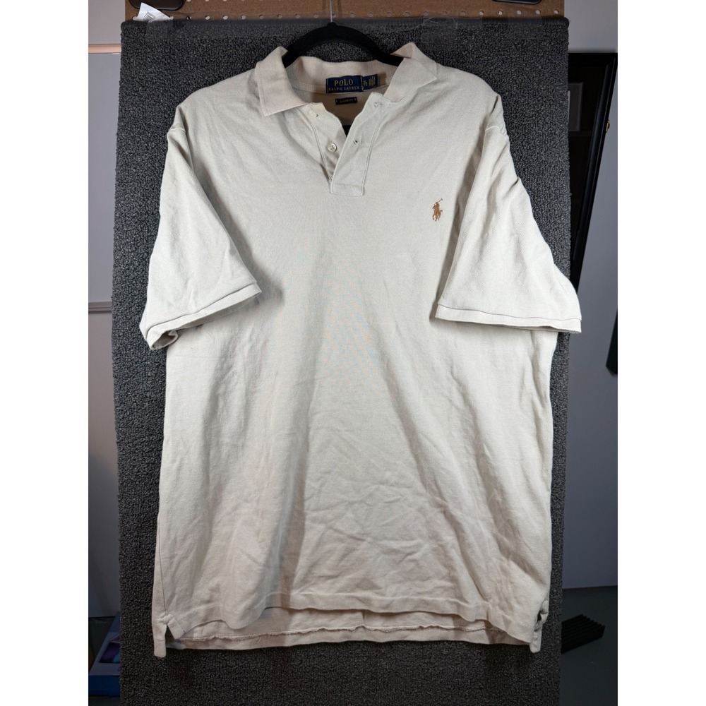 Polo Ralph Lauren Polo Shirt Mens XL Beige Classic Fit Short Sleeve Pony Logo